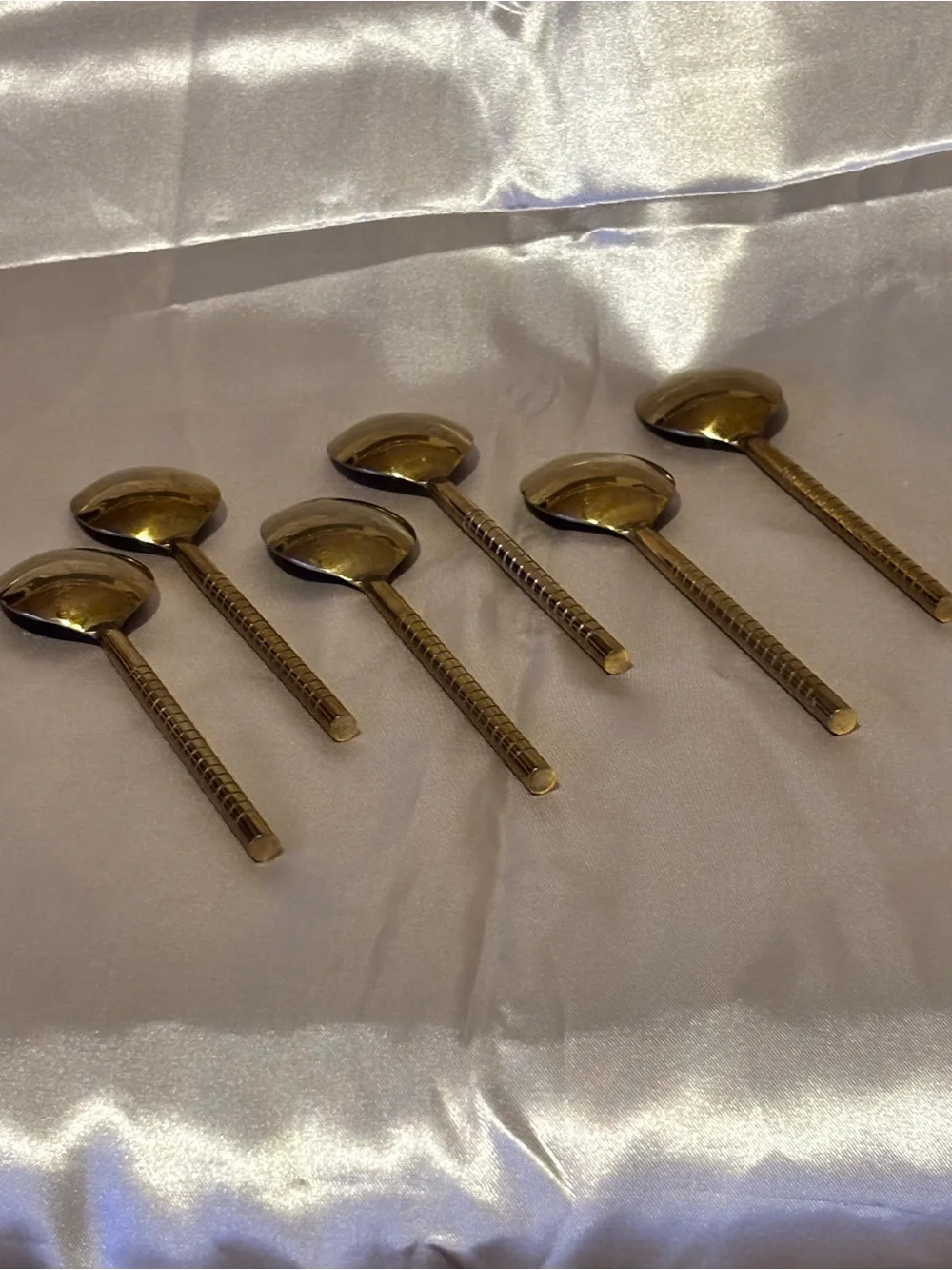 Set of 6 Goldtone Stainless Steel Dinner Spoons